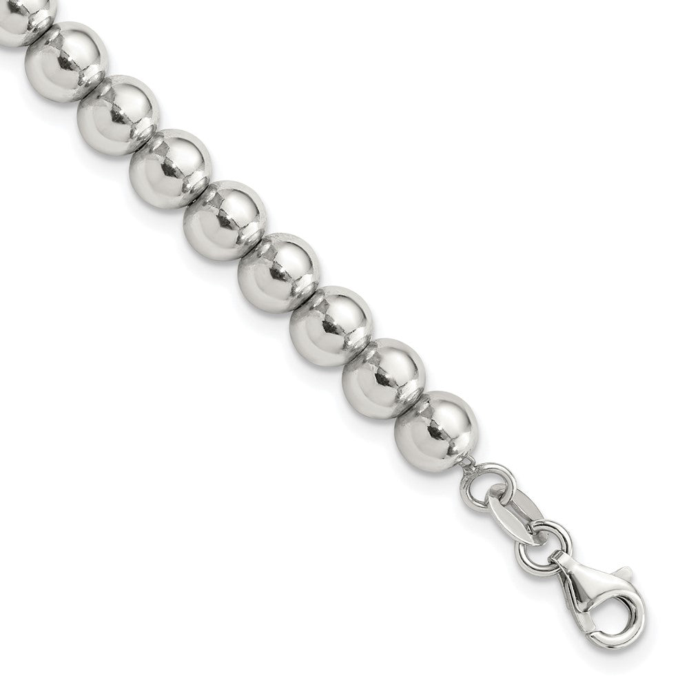 Sterlingsilber Rhodiniert 6mm Gekugelt 7.5 Zoll Armband