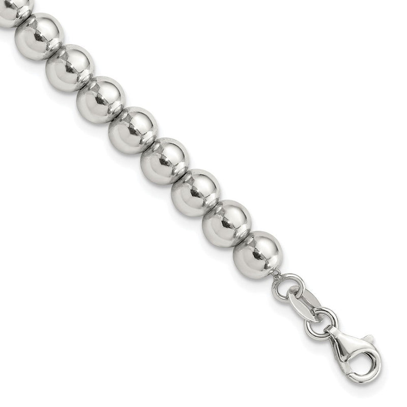 Sterlingsilber Rhodiniert 6mm Gekugelt 7.5 Zoll Armband