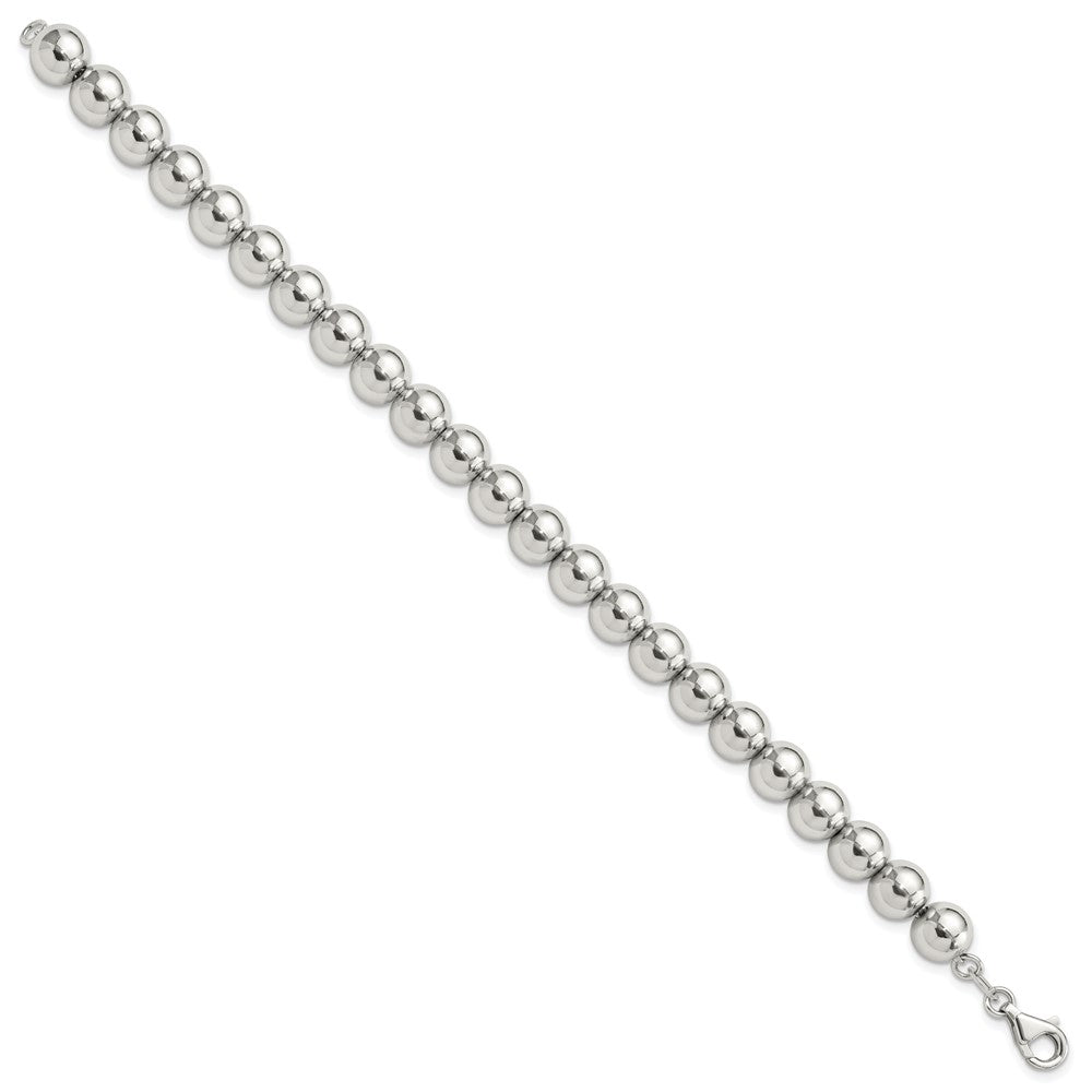 Sterlingsilber Rhodiniert 8mm Gekugelt 7.5 Zoll Armband