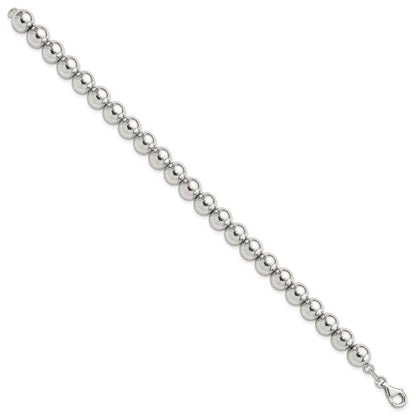 Sterlingsilber Rhodiniert 8mm Gekugelt 7.5 Zoll Armband