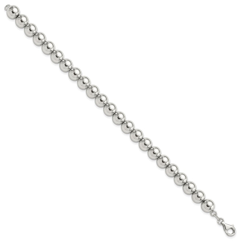 Sterlingsilber Rhodiniert 8mm Gekugelt 7.5 Zoll Armband