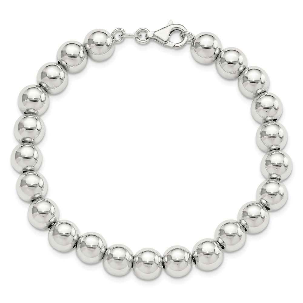 Sterlingsilber Rhodiniert 8mm Gekugelt 7.5 Zoll Armband