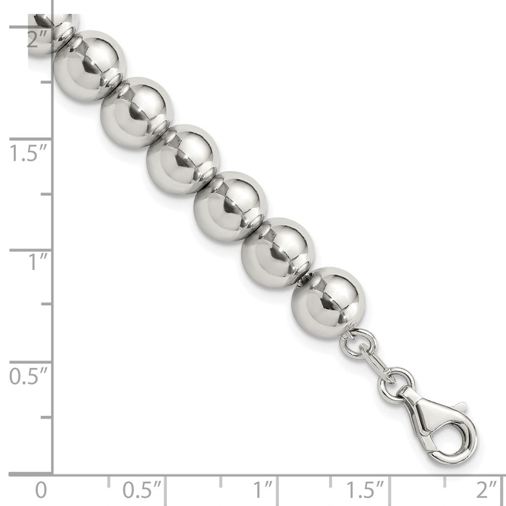 Sterlingsilber Rhodiniert 8mm Gekugelt 7.5 Zoll Armband