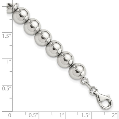 Sterlingsilber Rhodiniert 8mm Gekugelt 7.5 Zoll Armband