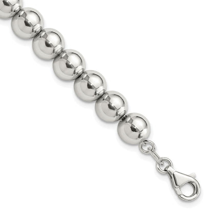 Sterlingsilber Rhodiniert 8mm Gekugelt 7.5 Zoll Armband