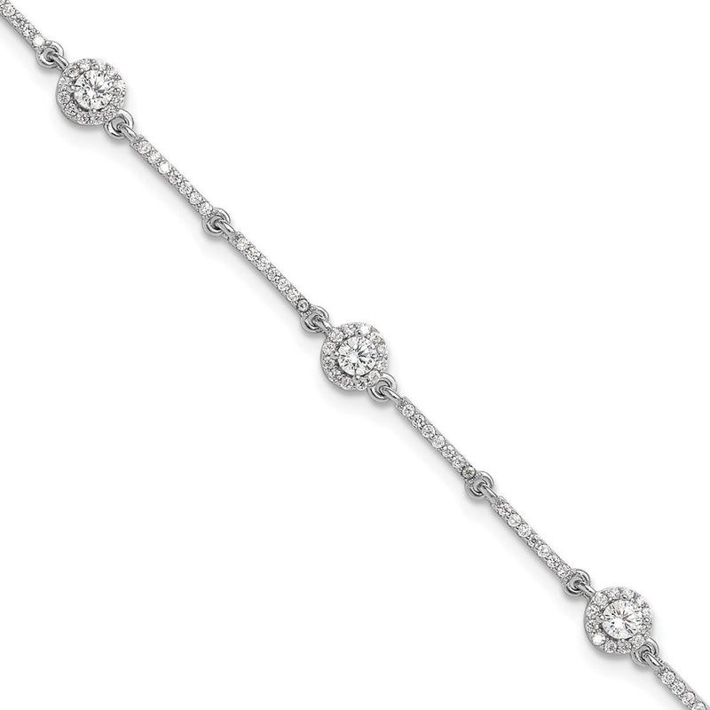 Sterlingsilber Rhodiniert Zirkonia Glieder 7 Zoll mit 1 Zoll Verlängerung. Armband