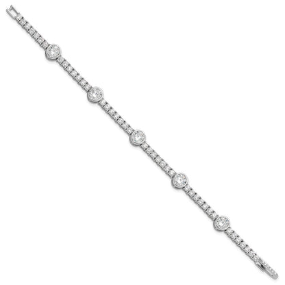 Sterlingsilber Rhodiniert Zirkonia 7 Zoll Tennis Armband