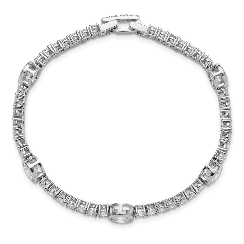 Sterlingsilber Rhodiniert Zirkonia 7 Zoll Tennis Armband