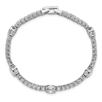 Sterlingsilber Rhodiniert Zirkonia 7 Zoll Tennis Armband