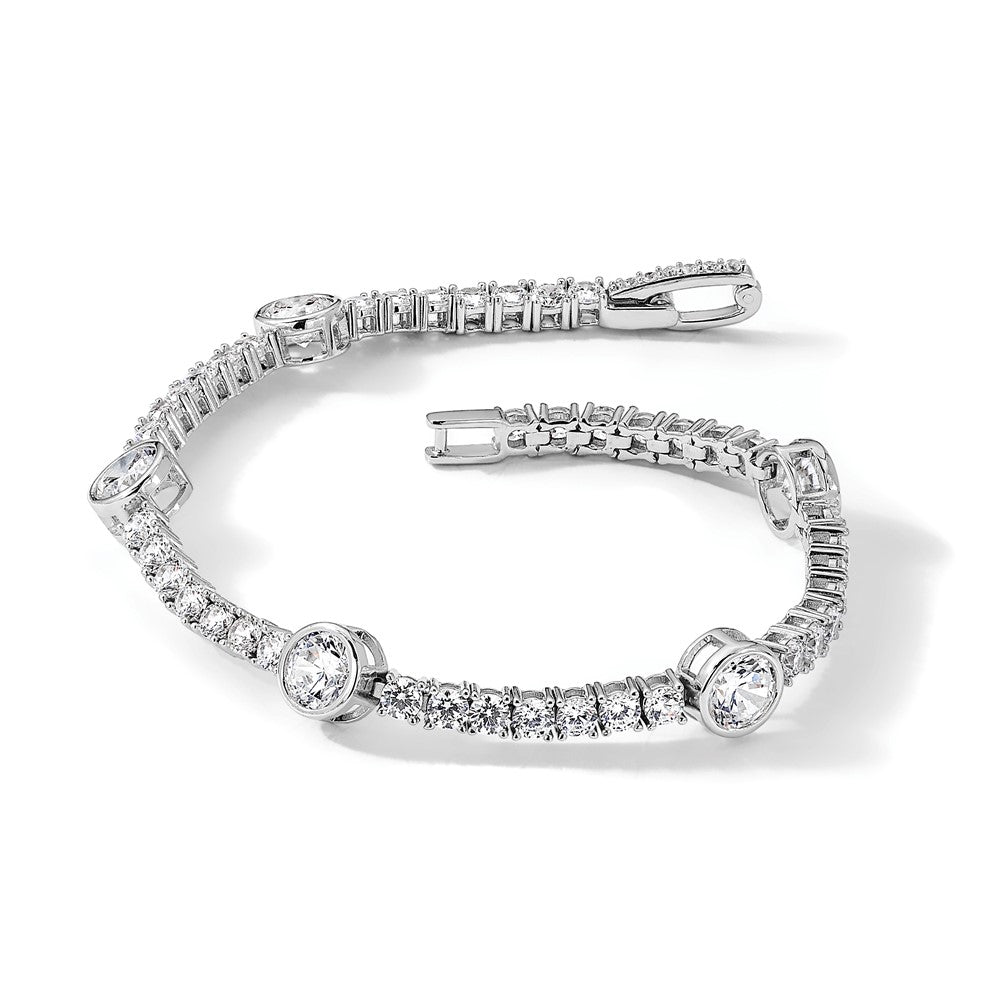Sterlingsilber Rhodiniert Zirkonia 7 Zoll Tennis Armband