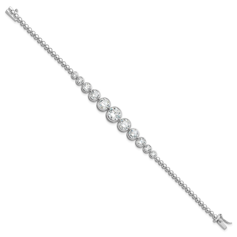 Sterlingsilber Rhodiniert Poliert Abgestuft Zirkonia Armband
