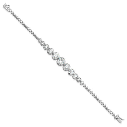 Sterlingsilber Rhodiniert Poliert Abgestuft Zirkonia Armband