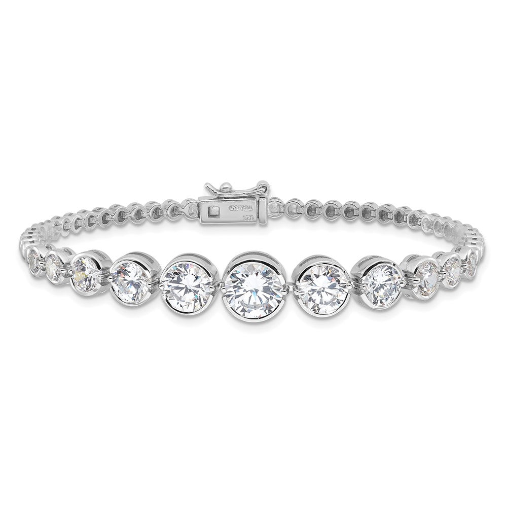 Sterlingsilber Rhodiniert Poliert Abgestuft Zirkonia Armband