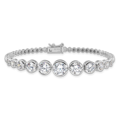 Sterlingsilber Rhodiniert Poliert Abgestuft Zirkonia Armband