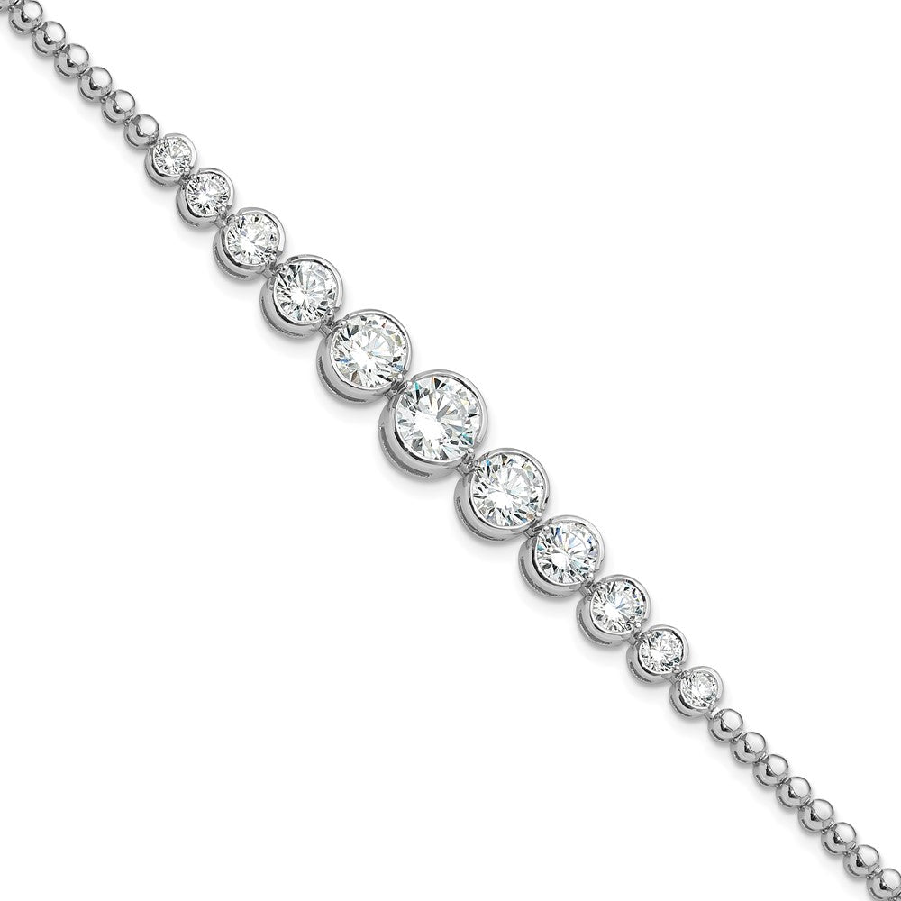 Sterlingsilber Rhodiniert Poliert Abgestuft Zirkonia Armband