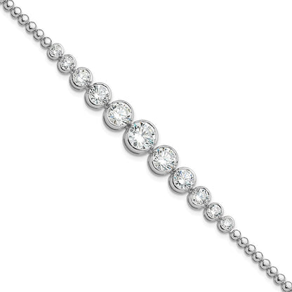 Sterlingsilber Rhodiniert Poliert Abgestuft Zirkonia Armband