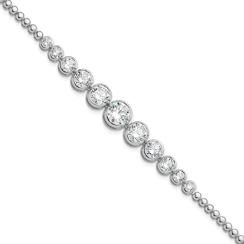Sterlingsilber Rhodiniert Poliert Abgestuft Zirkonia Armband