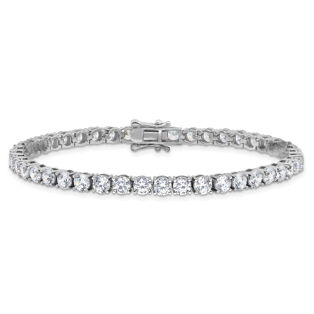 Sterlingsilber Rhodiniert 4mm Zirkonia 7.5 Zoll Tennis Armband
