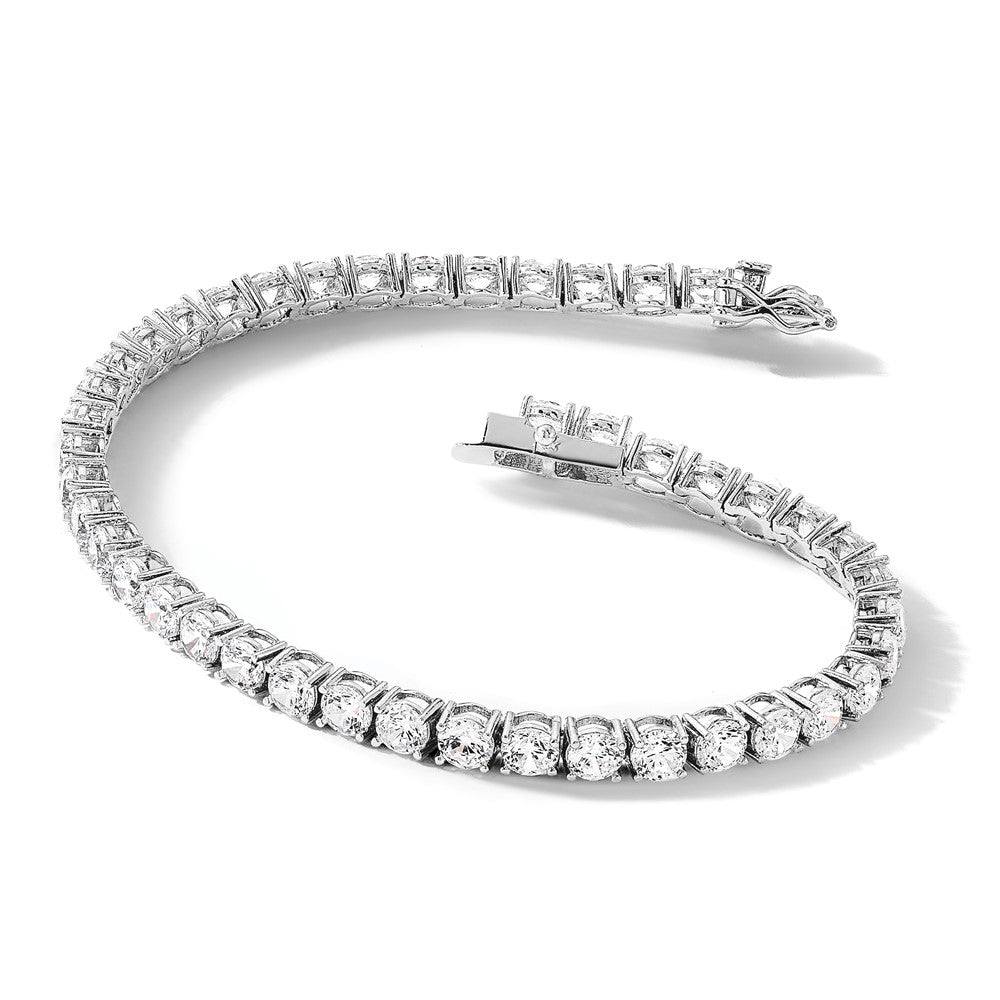 Sterlingsilber Rhodiniert 4mm Zirkonia 7.5 Zoll Tennis Armband