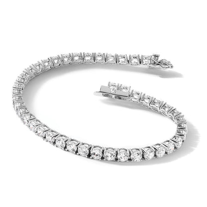 Sterlingsilber Rhodiniert 4mm Zirkonia 7.5 Zoll Tennis Armband