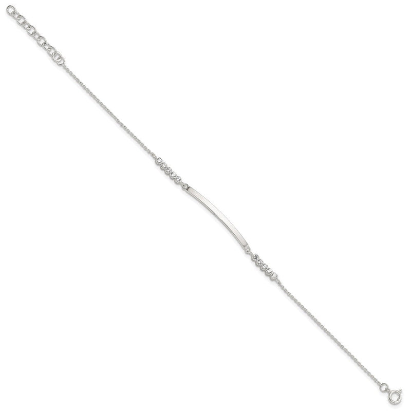 Sterlingsilber Rhodiniert Zirkonia 7 Zoll mit 1 Zoll Verlängerung. Id Armband