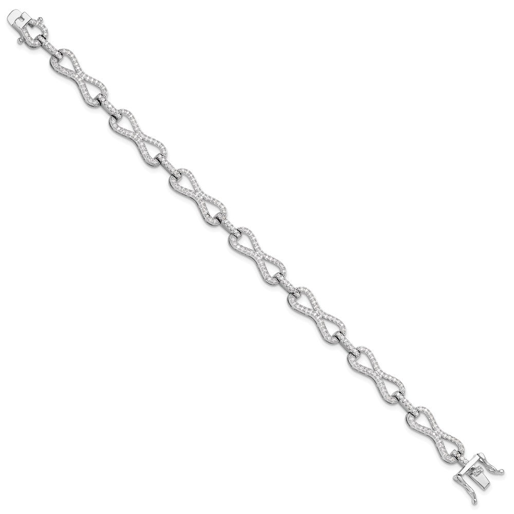 Sterlingsilber Rhodiniert Zirkonia Unendlichkeit Glieder Armband