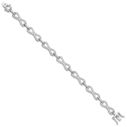 Sterlingsilber Rhodiniert Zirkonia Unendlichkeit Glieder Armband