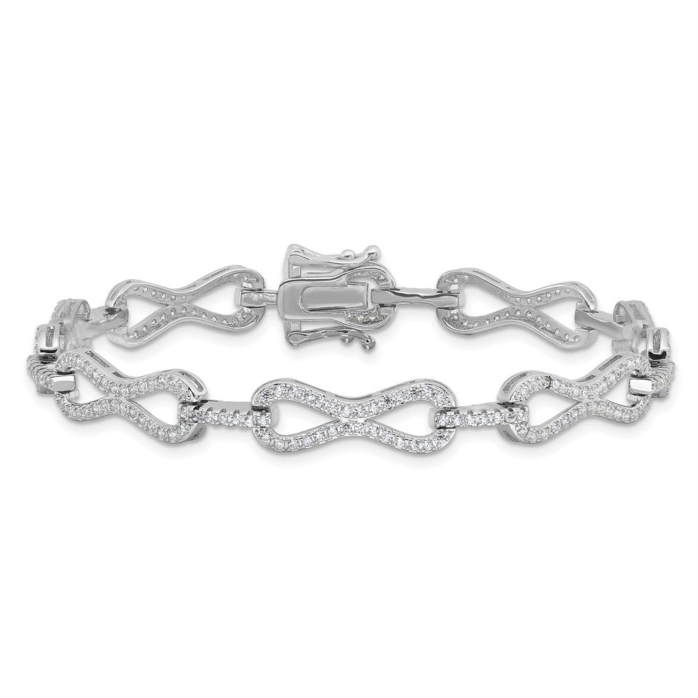 Sterlingsilber Rhodiniert Zirkonia Unendlichkeit Glieder Armband
