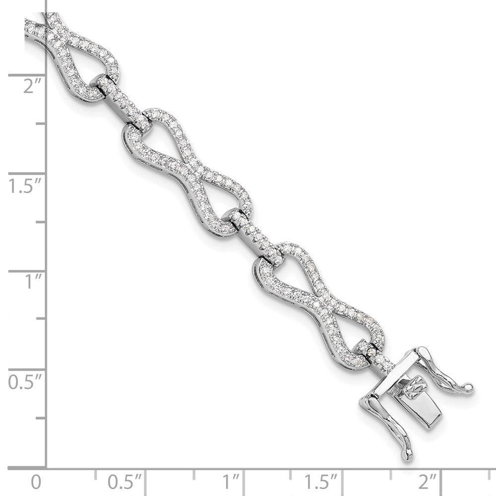 Sterlingsilber Rhodiniert Zirkonia Unendlichkeit Glieder Armband