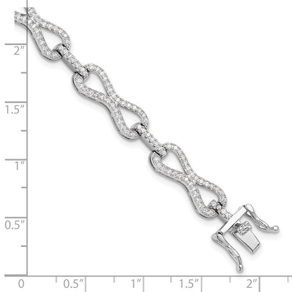 Sterlingsilber Rhodiniert Zirkonia Unendlichkeit Glieder Armband