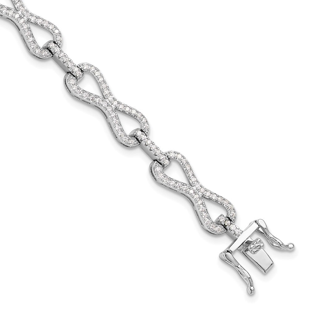 Sterlingsilber Rhodiniert Zirkonia Unendlichkeit Glieder Armband