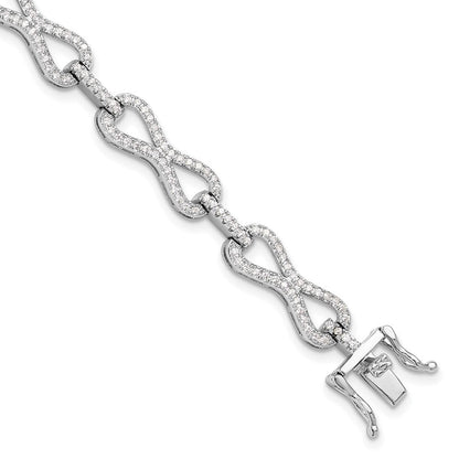 Sterlingsilber Rhodiniert Zirkonia Unendlichkeit Glieder Armband