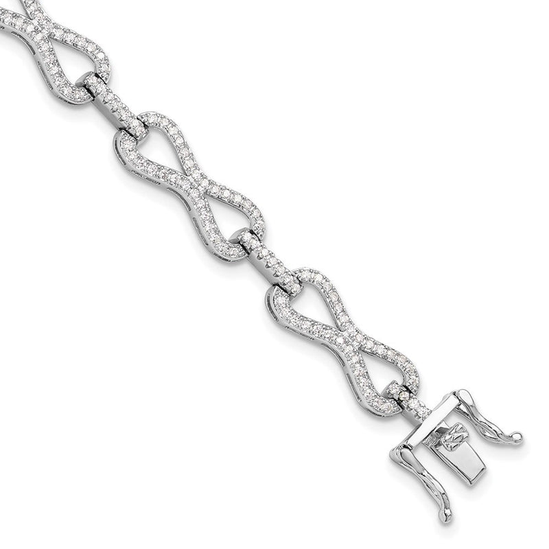 Sterlingsilber Rhodiniert Zirkonia Unendlichkeit Glieder Armband