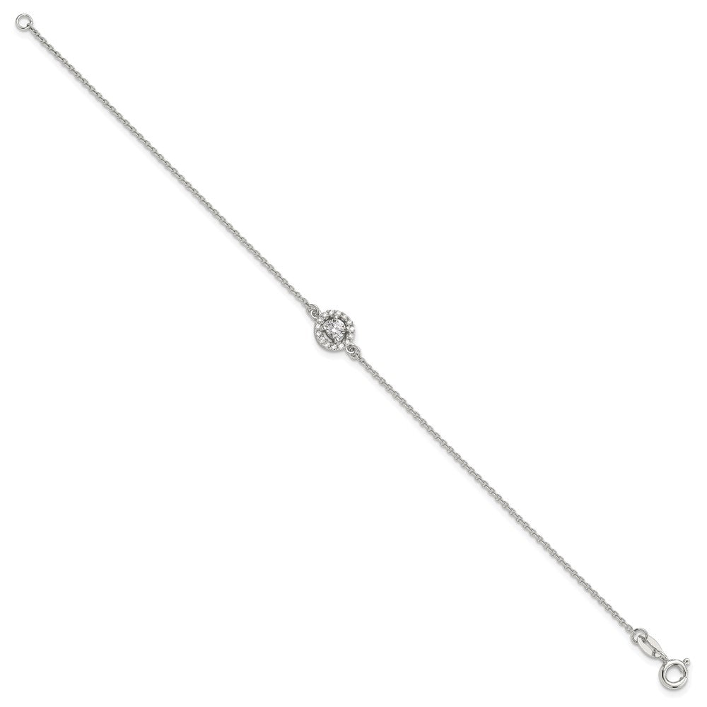 Sterlingsilber Rhodiniert Heiligenschein Zirkonia 7.25 Zoll Armband