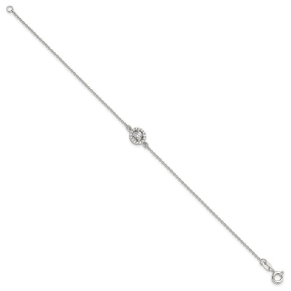 Sterlingsilber Rhodiniert Heiligenschein Zirkonia 7.25 Zoll Armband