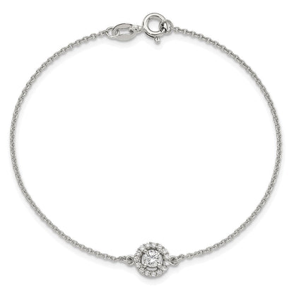 Sterlingsilber Rhodiniert Heiligenschein Zirkonia 7.25 Zoll Armband