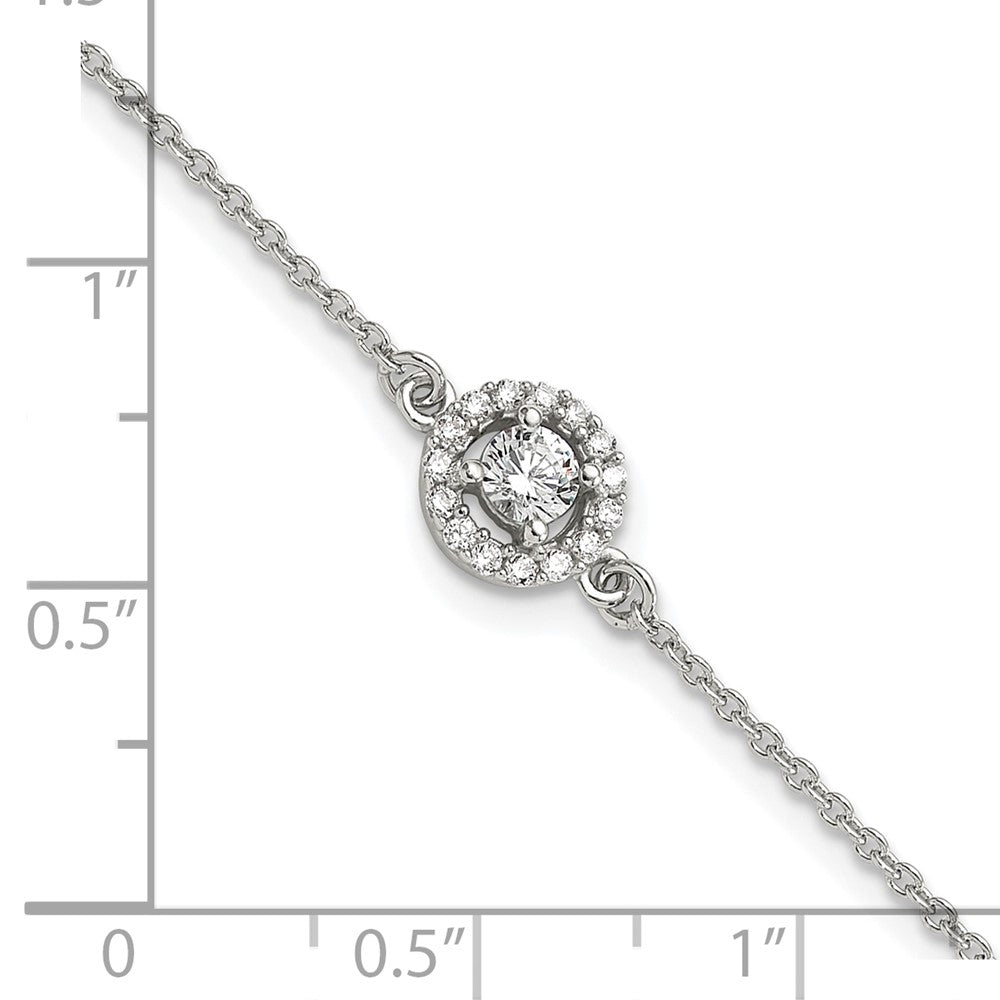 Sterlingsilber Rhodiniert Heiligenschein Zirkonia 7.25 Zoll Armband