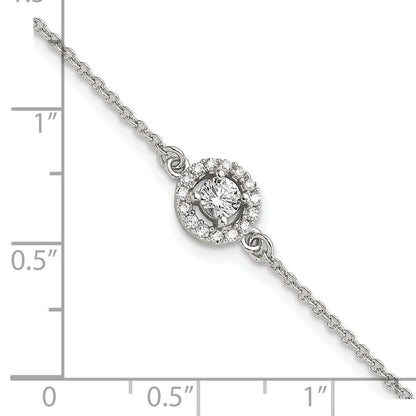 Sterlingsilber Rhodiniert Heiligenschein Zirkonia 7.25 Zoll Armband