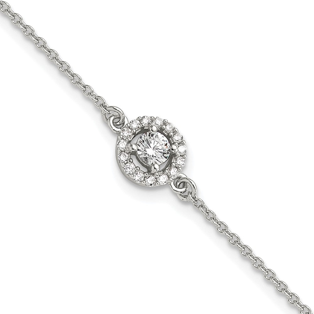 Sterlingsilber Rhodiniert Heiligenschein Zirkonia 7.25 Zoll Armband