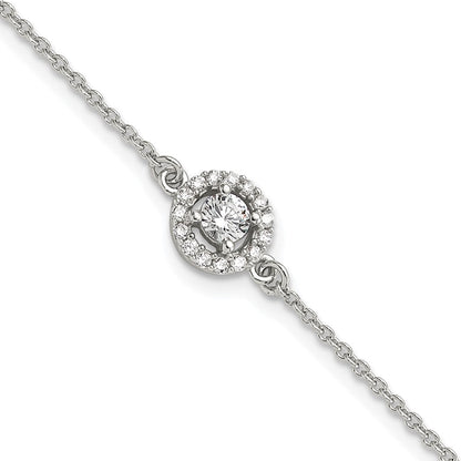 Sterlingsilber Rhodiniert Heiligenschein Zirkonia 7.25 Zoll Armband