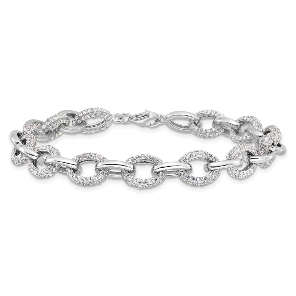 Sterlingsilber Rhodiniert Mikro Pavé Zirkonia Erbs Glieder 7.5 Zoll Armband