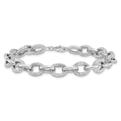 Sterlingsilber Rhodiniert Mikro Pavé Zirkonia Erbs Glieder 7.5 Zoll Armband