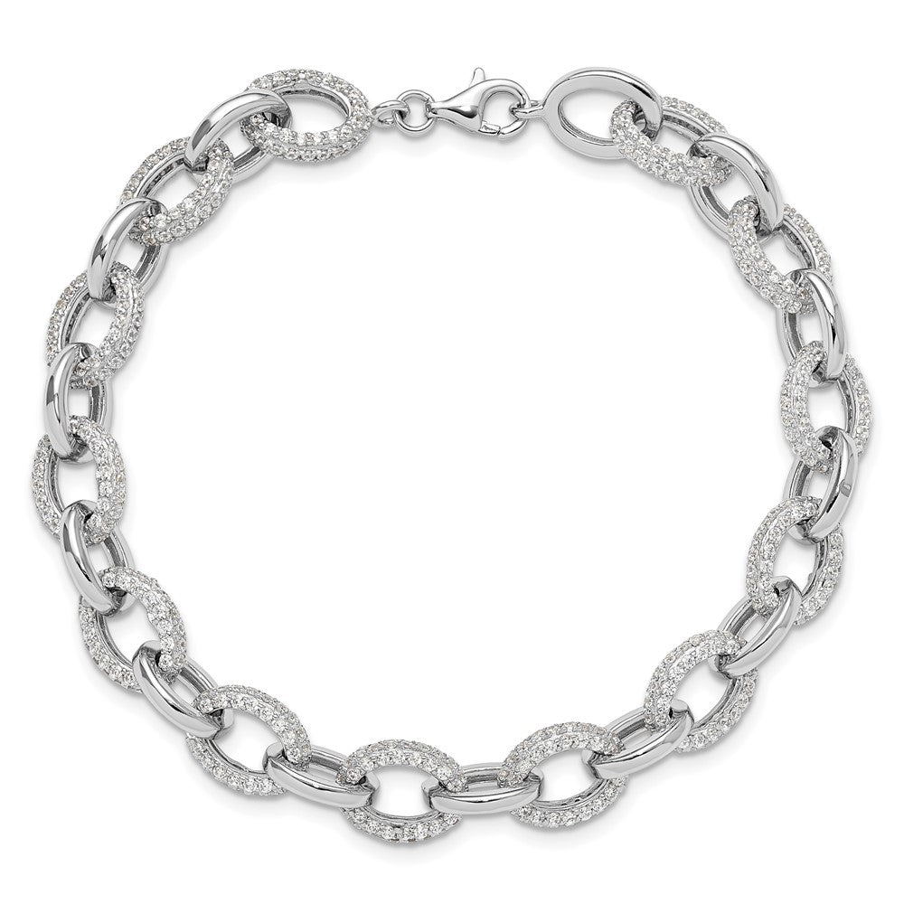 Sterlingsilber Rhodiniert Mikro Pavé Zirkonia Erbs Glieder 7.5 Zoll Armband