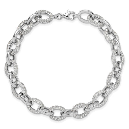 Sterlingsilber Rhodiniert Mikro Pavé Zirkonia Erbs Glieder 7.5 Zoll Armband