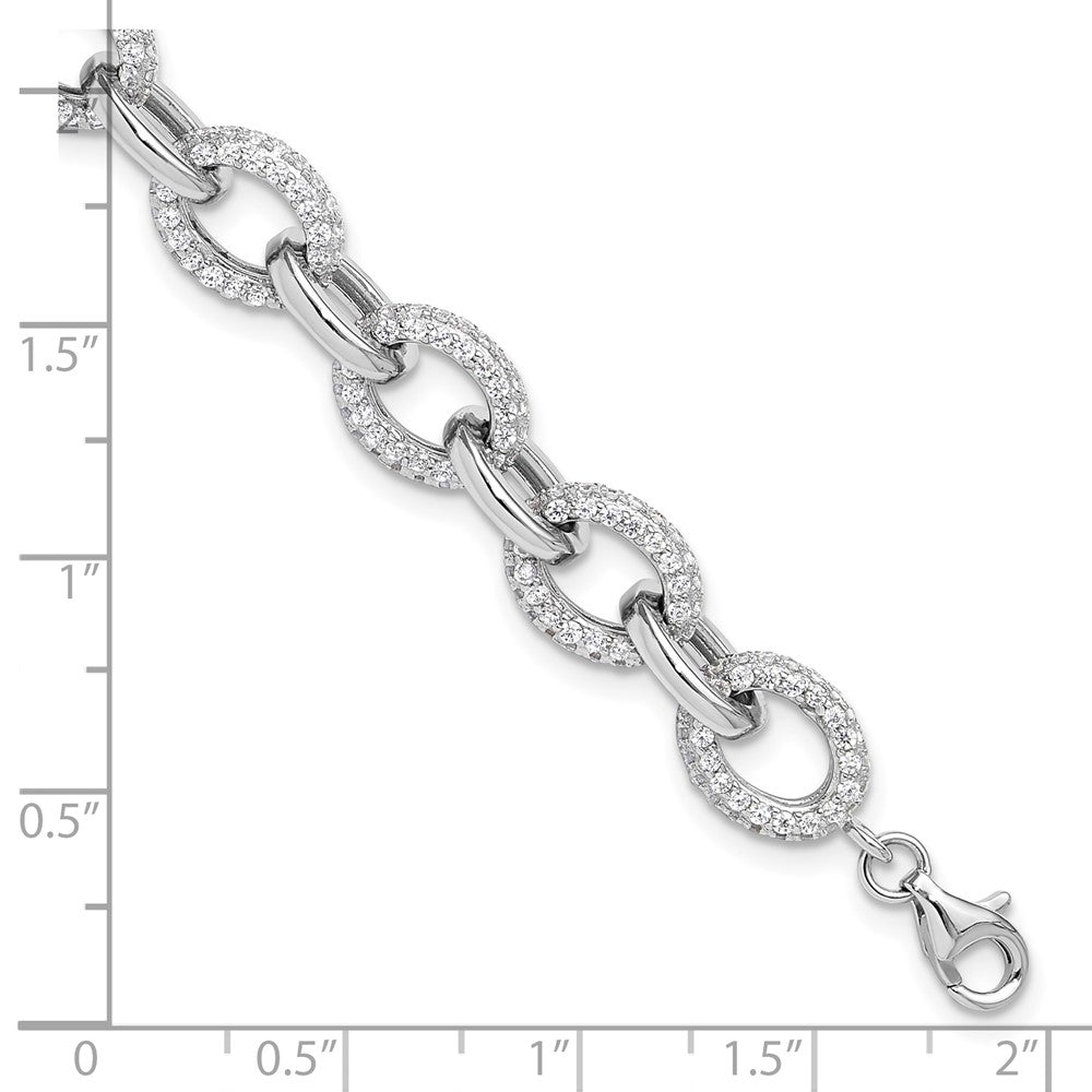 Sterlingsilber Rhodiniert Mikro Pavé Zirkonia Erbs Glieder 7.5 Zoll Armband