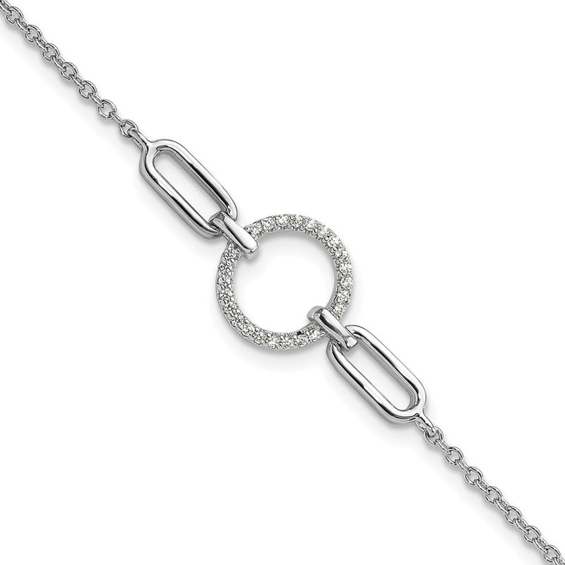Sterlingsilber Rhodiniert Fantasie Zirkonia Kreis 7 Zoll mit 1 Zoll Verlängerung Armband