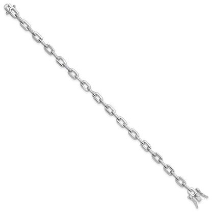 Sterlingsilber Rhodiniert mit Zirkonia Glieder 7 Zoll Armband