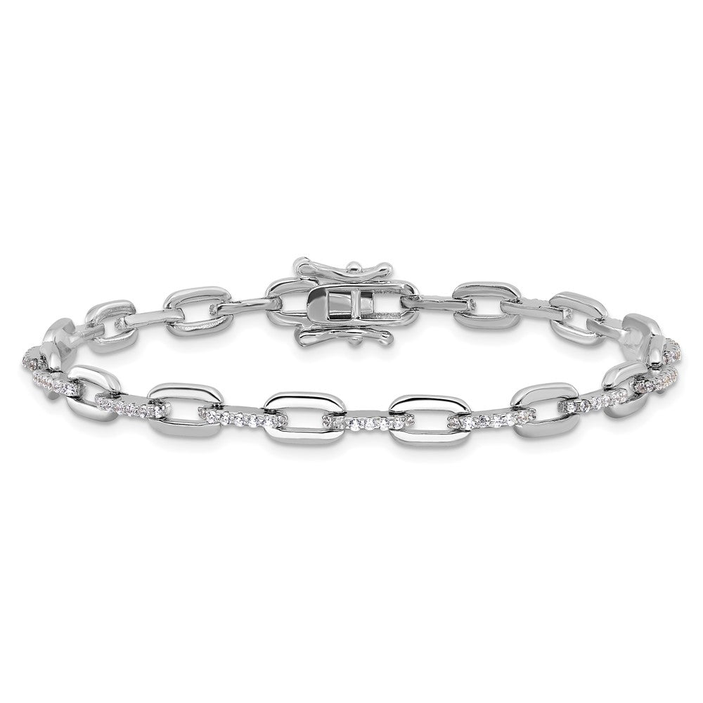 Sterlingsilber Rhodiniert mit Zirkonia Glieder 7 Zoll Armband