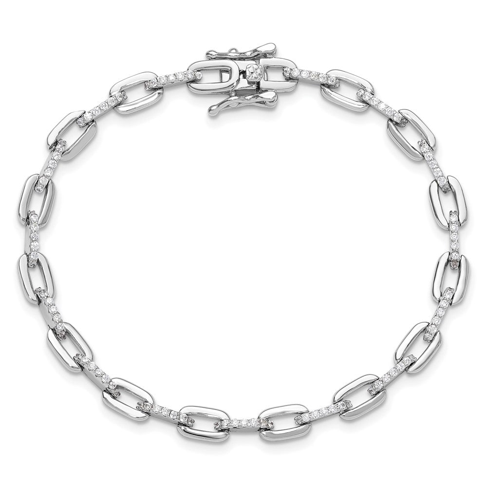 Sterlingsilber Rhodiniert mit Zirkonia Glieder 7 Zoll Armband