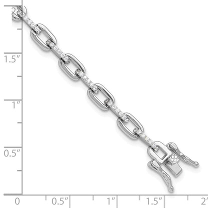 Sterlingsilber Rhodiniert mit Zirkonia Glieder 7 Zoll Armband